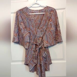 Shein Paisley Faux Wrap Blouse 2xl (Fits Like XL/1xl